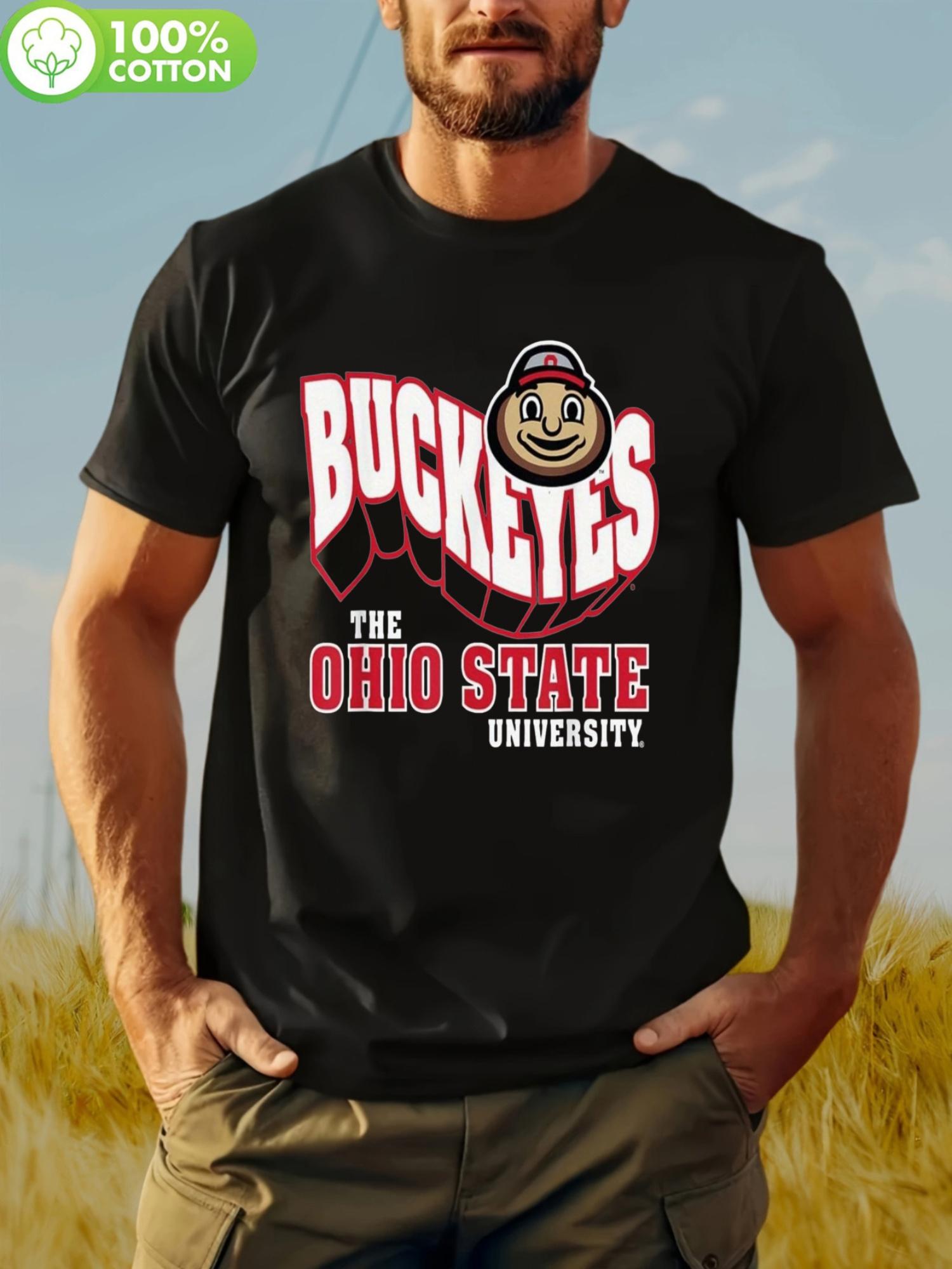 Ohio State Buckeyes Retro Flashblock Summer Casual T-shirt - 100% Cotton M