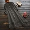2025 Spring Summer Women’s Long Shirt Cotton Linen Solid Color Buttoned