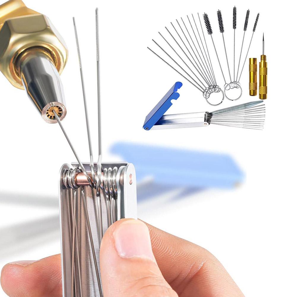 Carburetor Cleaning Kit With Wires Needles Brushes Pick Stainless Steel Torch Tip Cleaner For Carbon Dirt Jet Remove
