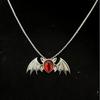 Gothic Vampire Bat Pendant Necklace with Red Accents
