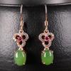 Elegant Silver-Plated Rose Gold Jade Earrings for Women with Sterling Silver Hetian Jade Inlay and Certification