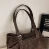 Vintage Suede Tote Bag for Women Large Capacity Casual Shoulder Bag Retro Cross Quilting Soft Hobo Handbag for Daily Commute Work Shopping Travel