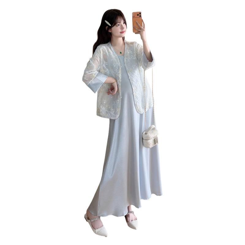 Elegantes Sommer-Umstandskleid 2026 im chinesischen Stil mit geprägtem Sonnenschutz