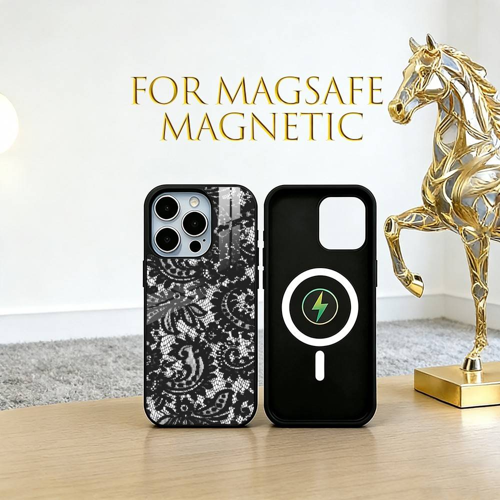 

Vintage Lace Phone Case For Phone Case For iPhone17,16,15,14,13,12,11 Plus,Pro Magnetic For Magsafe Wireless Charging iPhone17ProMax