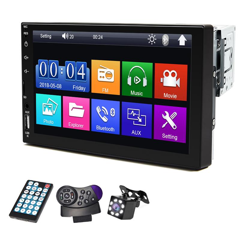 Hippcron 7" Car Radio 1 Din MP5 Multimedia Autoradio Video Player HD Touch Screen Aux Input BT USB Mirror Link Universal Auto