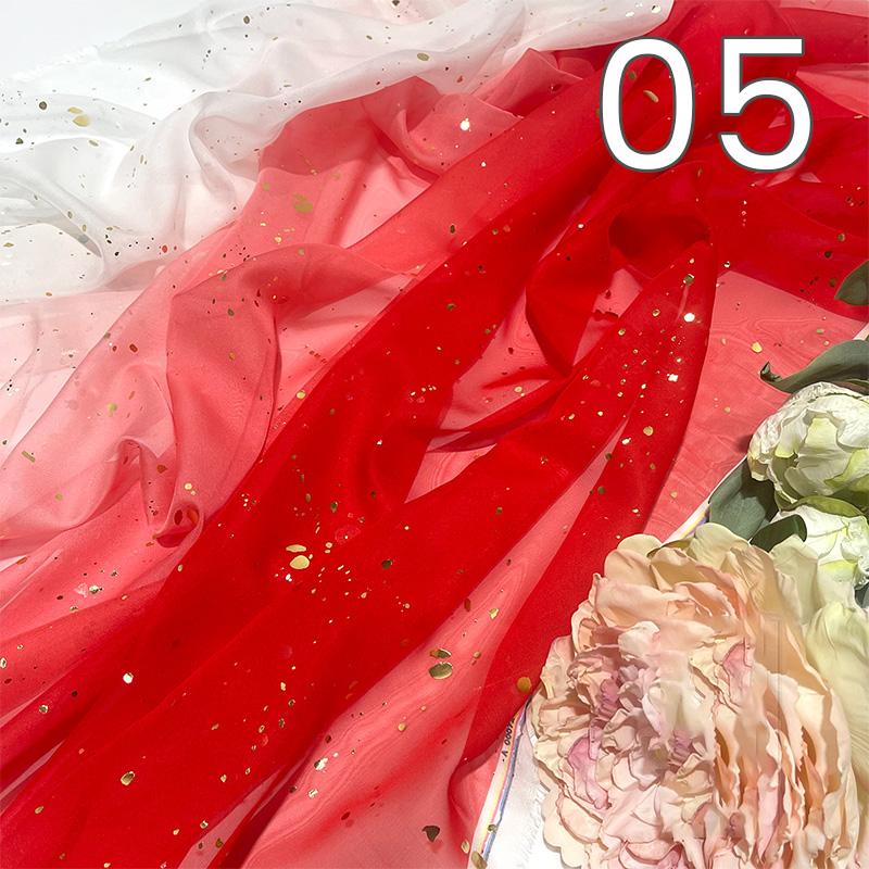 1/3/5M Rainbow Gradient Color Chiffon Fabric 30D Gradient Tulle Fabric For Diy Ancient Style Hanfu Wedding Dress Stage Garment
