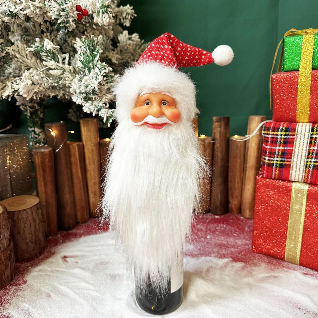 Christmas Decorations: SantaClaus Head Wine Bottle Cover, Christmas Tree Hanging Ornaments, Tree Top Star Kitchen Window Scene Decoration Items