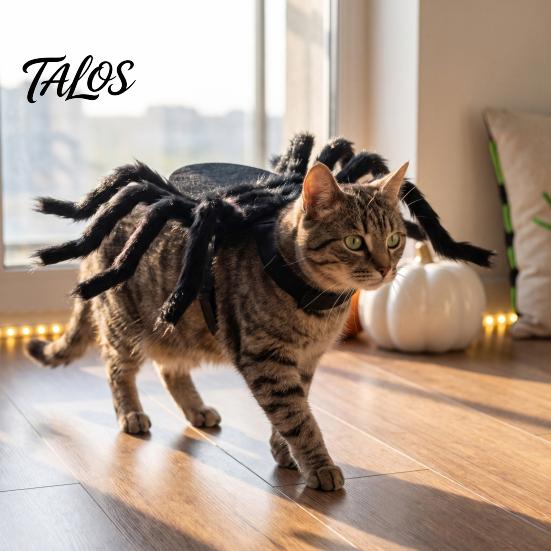Holiday Party Accessories Halloween Spider Pet Costume for Small Dogs Cats, Cat Cosplay Outfit with Spooky Adjustable Straps Dress Up And Photo Shoots
