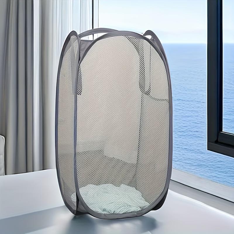 1pc Collapsible Mesh Laundry Hamper with Durable Handles & Side Pockets - Portable Expandable Clothes Basket for Dorm, Bathroom, Travel