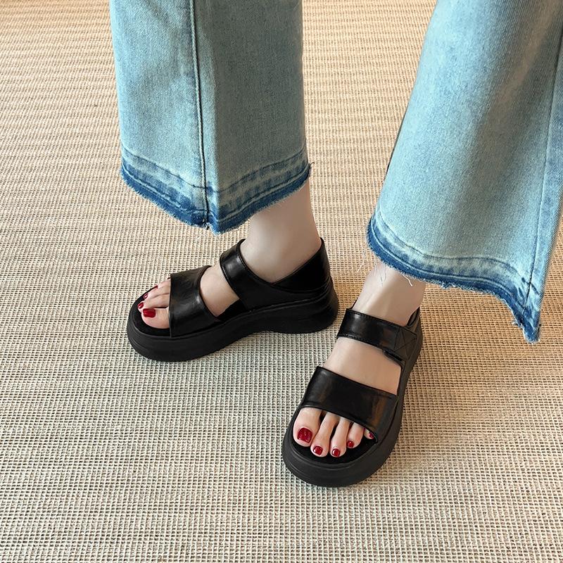 French Retro Bag Heel with Platform Sandals Women's New Summer Flat Bottom Is Easy To Wear, Not Tired, Wear Roman Shoes Outside