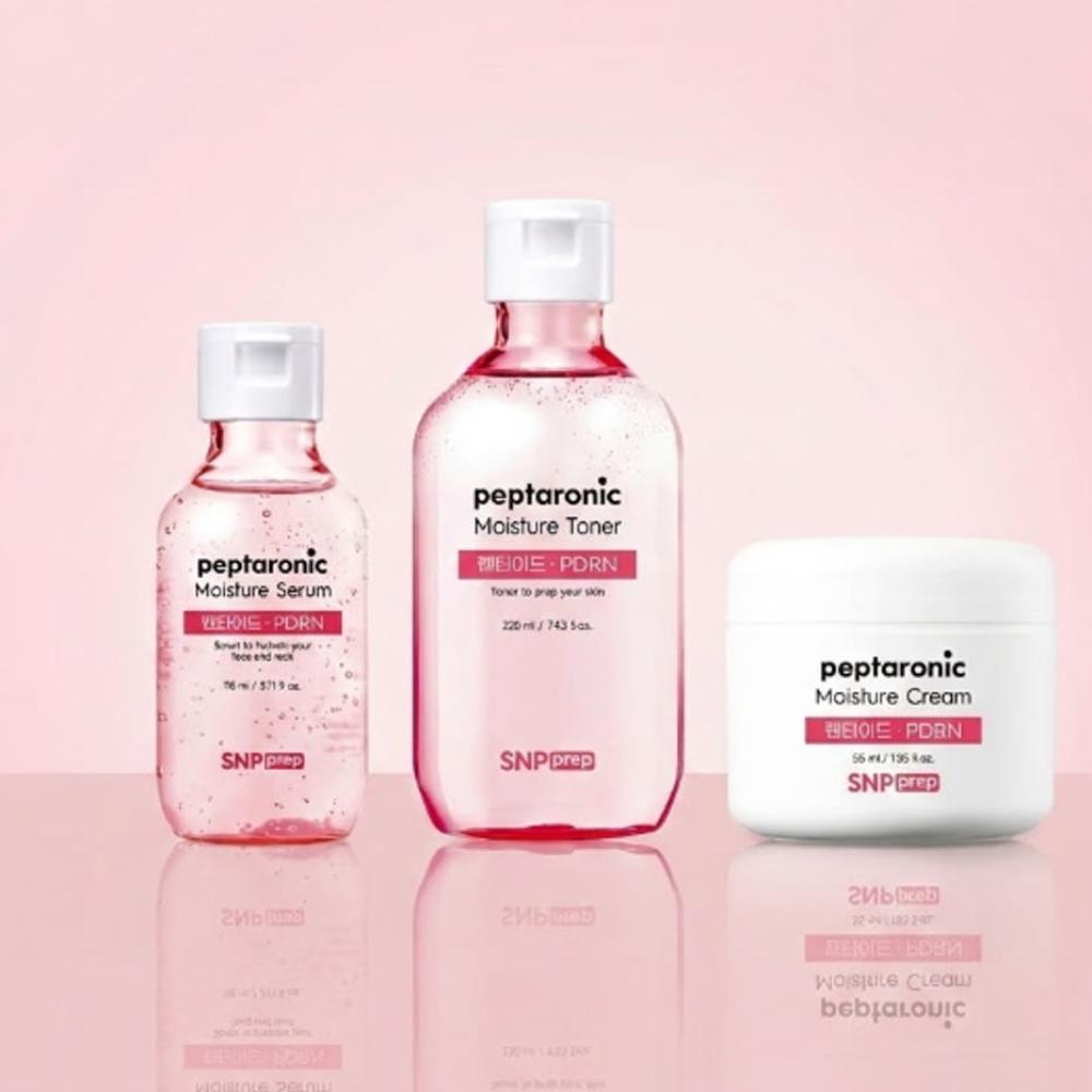 SNP PREP Peptaronic Moisture Skincare 3-Item Set (Toner 320ml + Serum 220ml + Cream 55ml)