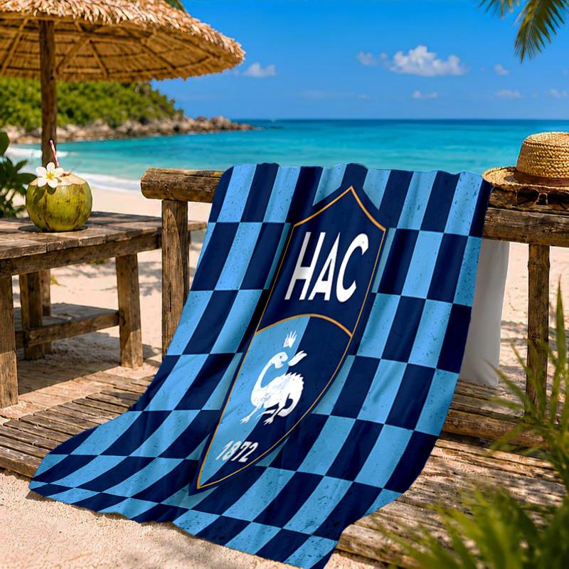 Le Havre Crest Heritage Beach Towel Microfiber Beach Towel, Lightweight and Quick-Dry, for Summer Travel, Swimming Pool Fan Birthday Gift