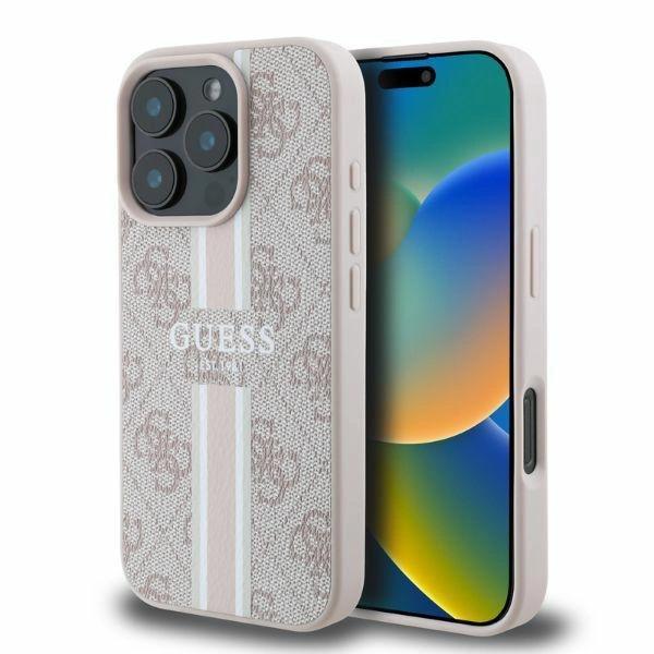 Etui Guess 4G Printed Stripes Magsafe Na Iphone 16 Pro Max - Różowe