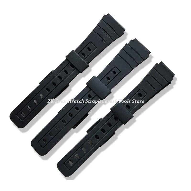 16mm 18mm Silicone Watch Strap for Casio SGW400 W800H F91W F84 F105/108 A158/168 AE1200/1300 Band PU Resin Bracelet