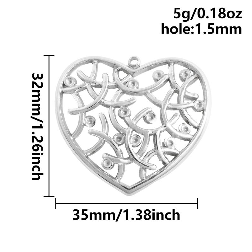 6pc Sweet Love Pendant Real Gold Plated Stainless Steel Heart Charms For Jewelry Making Supplies DIY Keychain Pendant Charm Bulk