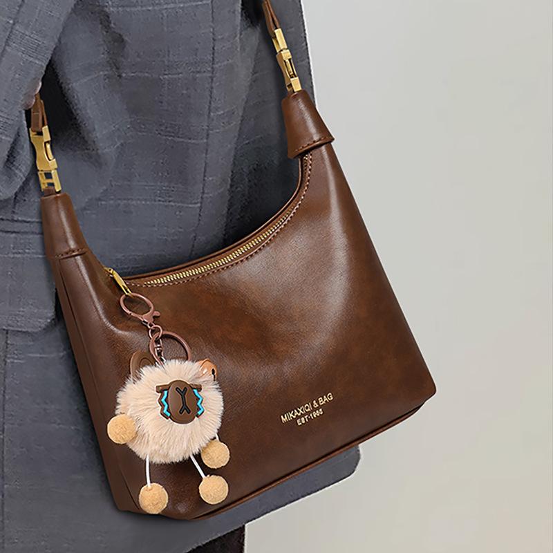 

Bag Fashion Women S Bag Premium Sense Maillard Hand Carry One Shoulder Commuter Messenger Bag Luggage коричневий