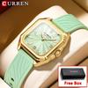 CURREN Fashion Square Women Watches Casual Silicone Strap Quartz Watch for Girls Clock Reloj Mujer With Box