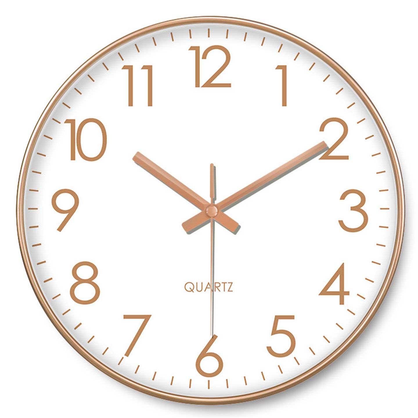 

Classic Rose Gold Quartz Wall Clock Silent Wall Watch Simple Home Decor Creative Gift For Family Housewarming (WHITE,8 inch) білий