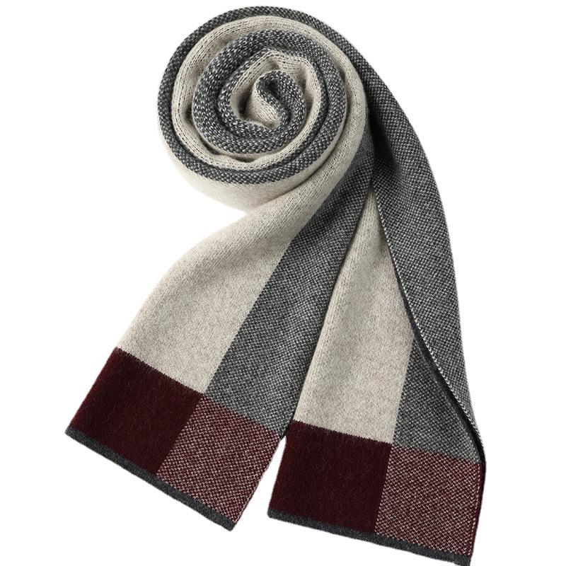 Men's cashmere scarf business travel leisure fashion simple trend autumn and winter warm knitted long scarf