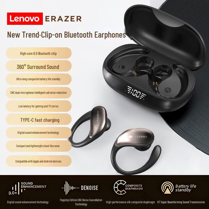 

Psychic XT80PRO Wireless Ear-Hook Bluetooth Headphones with Digital Power Display for Business, Cycling, and Sports. чорний