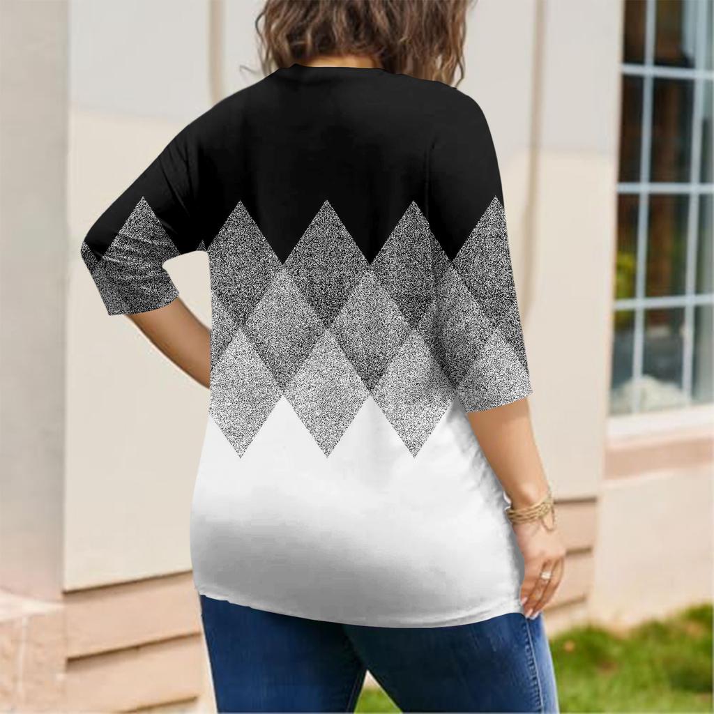 Damen Mode Übergröße Bedruckte Kurzarmbluse Für Elegantes Pendeln Und Freizeitkleidung