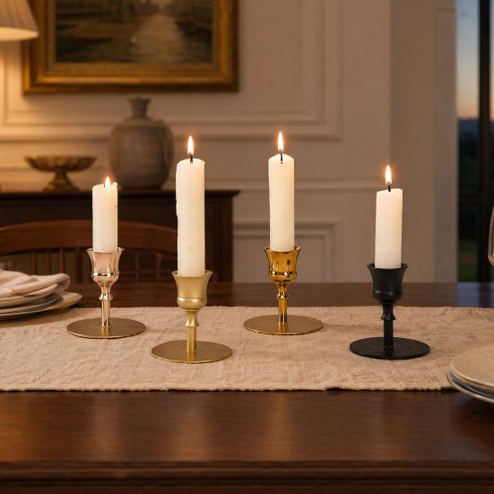 Candlestick Holder Vintage Metal Taper Candle Stand for Dining Table Wedding Party Centerpiece