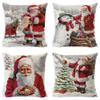 Christmas Linen Pillow Case Home Nap Lumbar Cushion Pillow Sofa Bedside Cushion Pillow Case