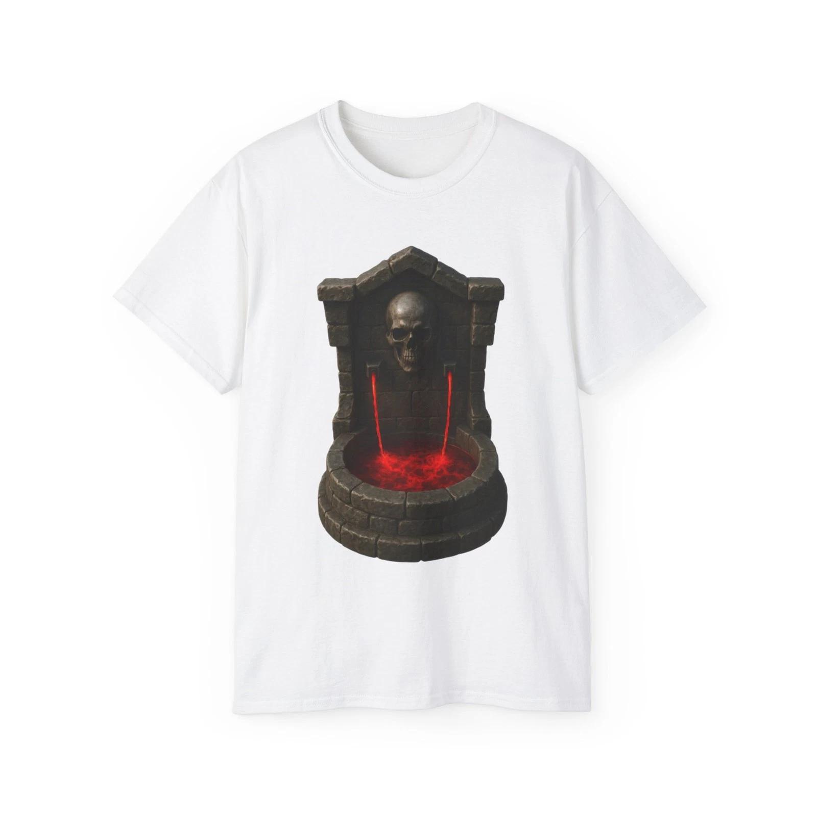 Gothic Fountain Skull Fountain Fantasy | Custom Graphic T-Shirt L