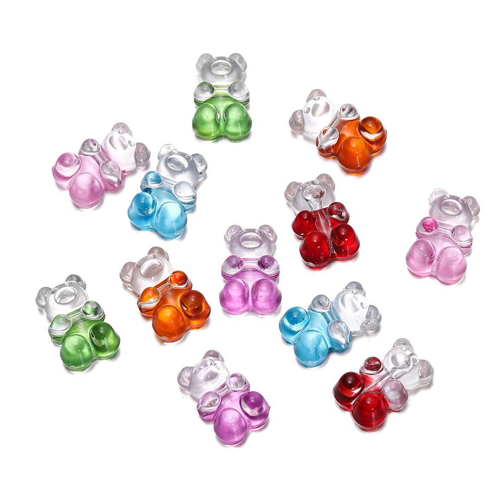 5Pcs/lot Colorful Acrylic Bear Bead Metal Color Spacer Loose Bead for Necklace Bracelet Earrings Jewelry Making Supplies