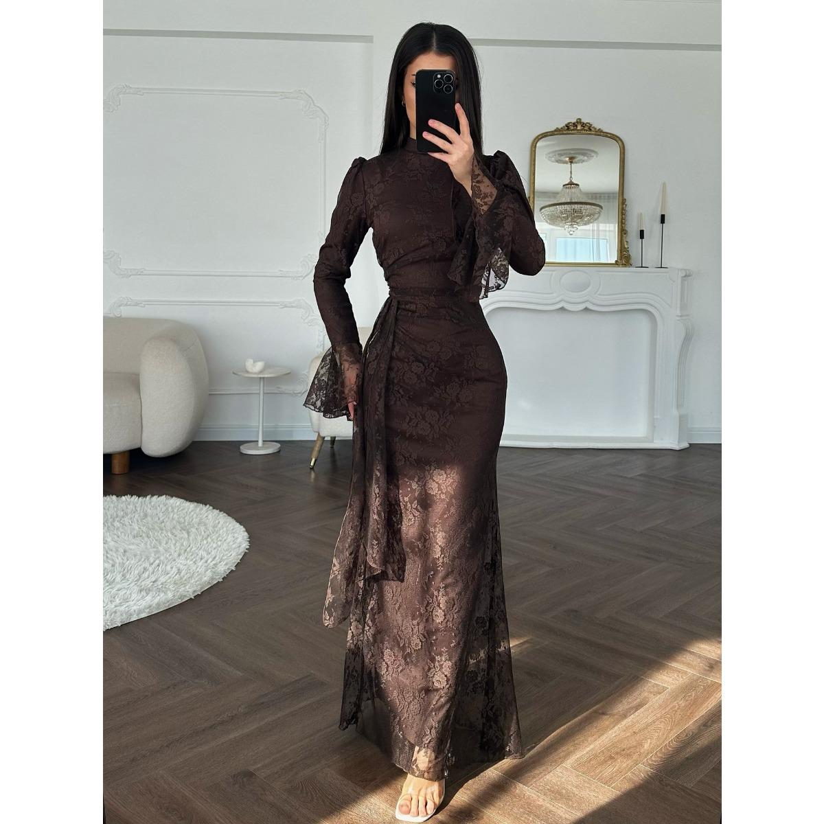 Rudens Ziemas Sieviešu Eleganta Mežģīņu Bodycon