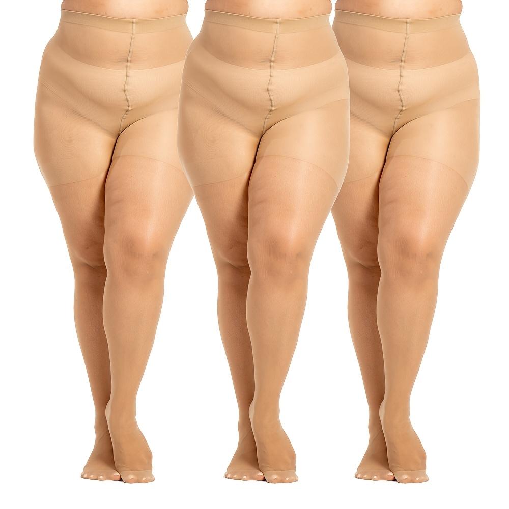 Lot de 3 Collants Grande Taille Pour Femmes – 20D Ultra-Fins avec Bandeau de Maintien et Pointe Renforcée 1XL brown