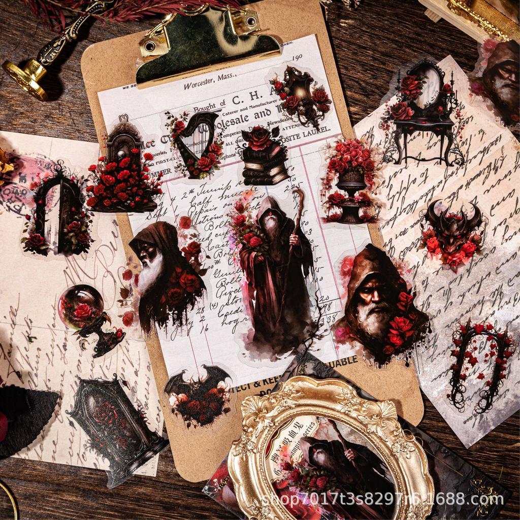 Vintage European Style Gothic Vampire Pet Stickers For Hand Account Diy Craft Decoration