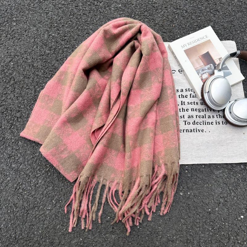Autumn and winter high-end warm tassel plaid versatile shawl scarf atmosphere fashionable couple scarf