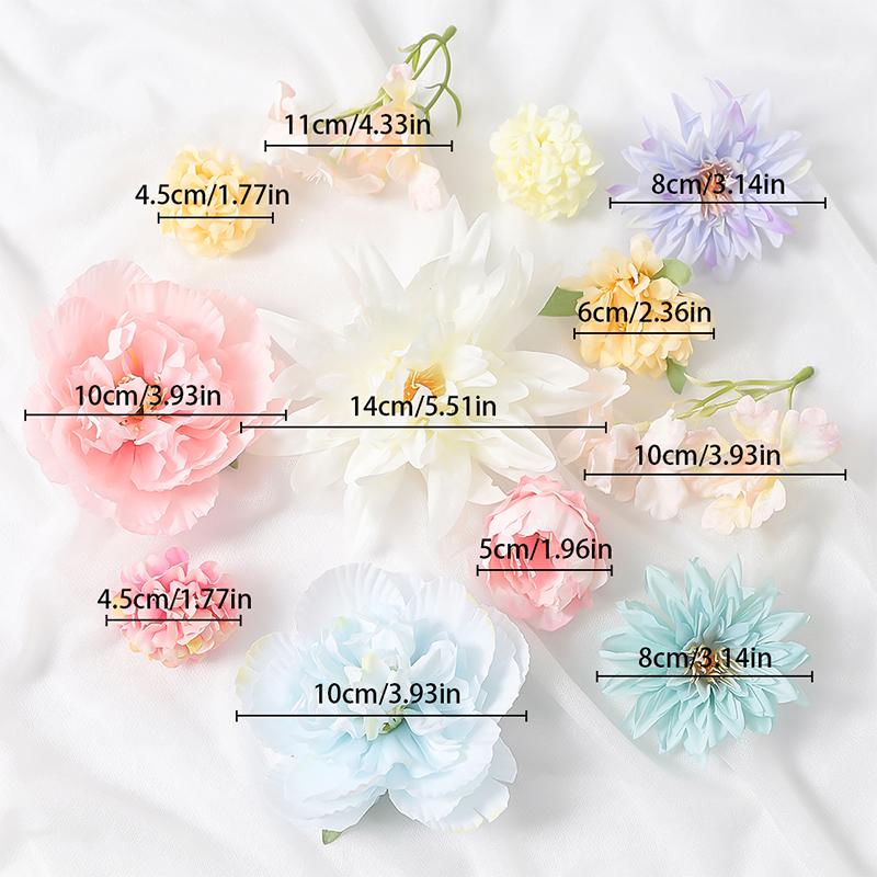 Random Style Color Artificial Flowers Head Mixed Fake Flower for Wedding Decoration Home Decor DIY Craft Wreath Gift Accessories