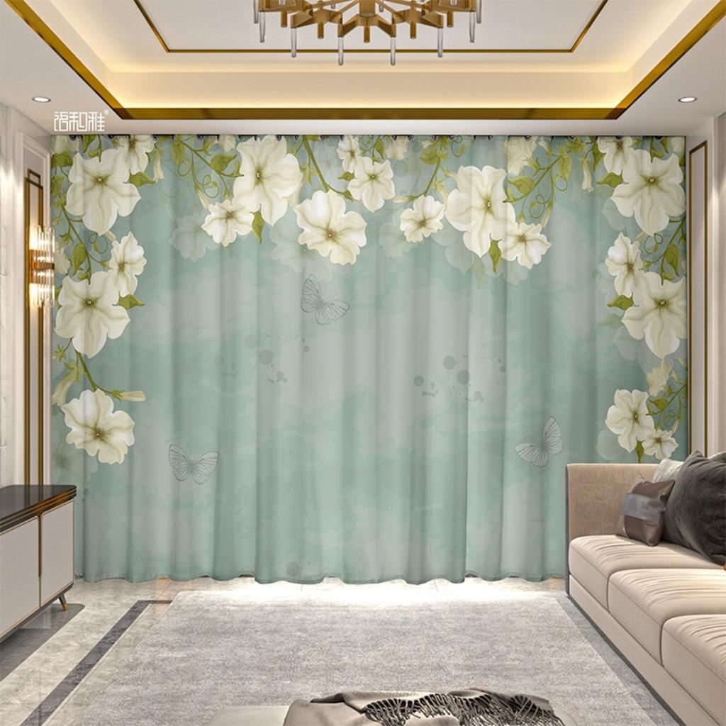 2 Panel Flower Rose Curtains for Girls Bedroom Living Room Floor-to-ceiling Window Kitchen Bathroom Blinds Cortinas Drapes