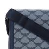 MCM Vintage Silberfarbene Metallaccessoires Blumenaufnäher Lederbesatz Schulter-Crossbody-Tasche Kleine Herren-Taschen Blau MMMESAC01LI001