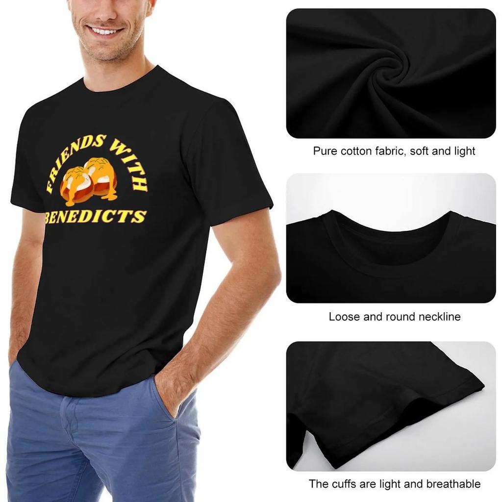 Womens Mens Friends With Benedicts Funny Eggs Benedict T-Shirt Oversized Customs Black T-Shirts For Men