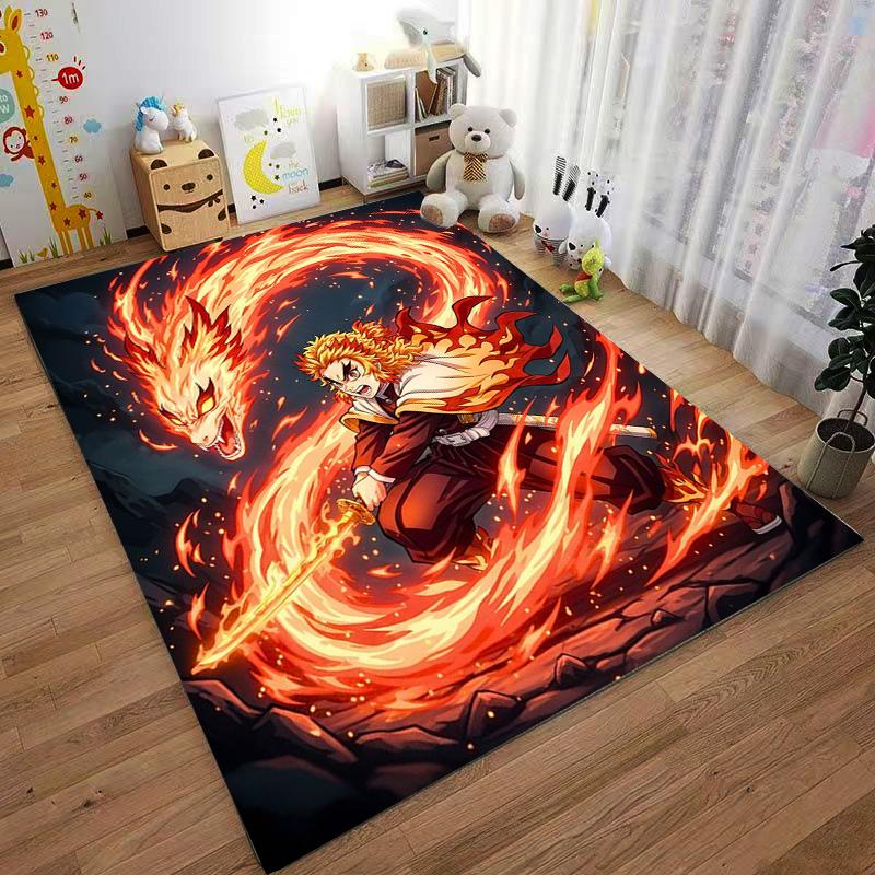 Fiery Warrior Designed floor mat, suitable as a non-slip mat for the living room or bedroom sofa
