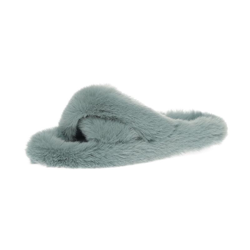 Premium hair slippers women's wear autumn and winter Korean version versatile 2025 new cross cotton mop office home