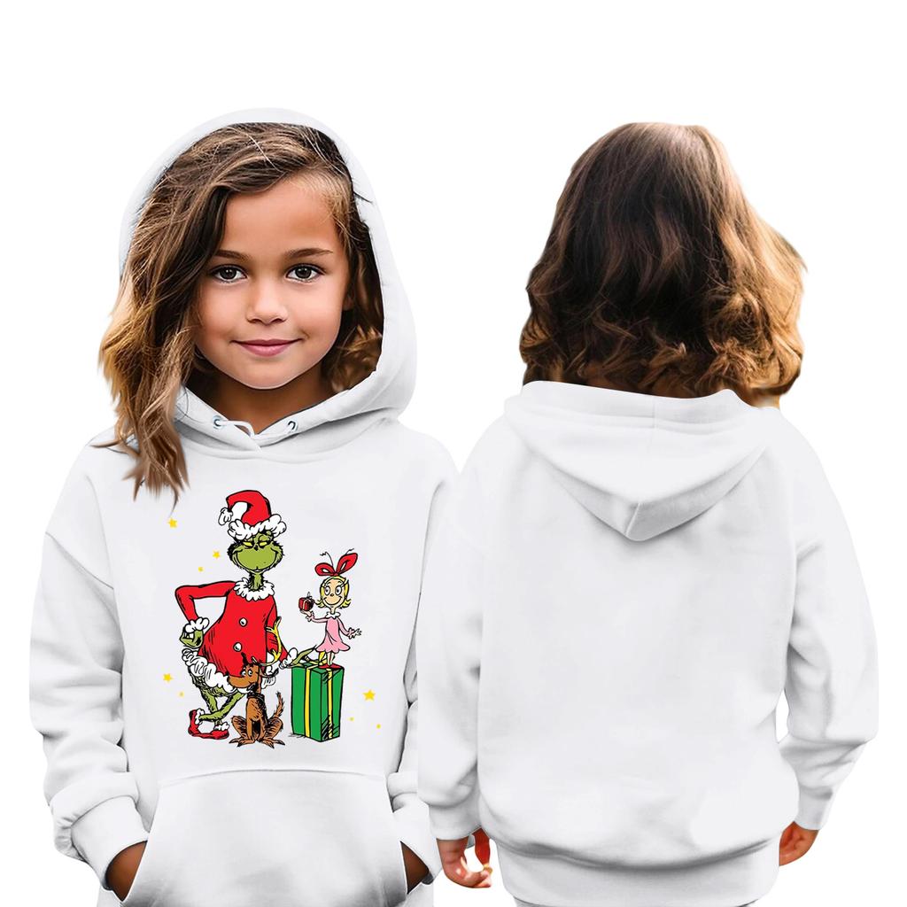 Bluza dziecięca świąteczna z długim rękawem, lekka, swobodna, luźna i wygodna, dziecięca bluza z kapturem