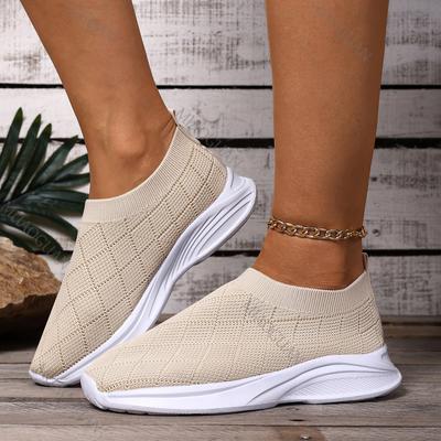 New Spring Summer Women's Vulcanize Shoes Mesh Breathable Soft Bottom Large Size Slip On Sneakers Casual Solid Weave Sport Tenis