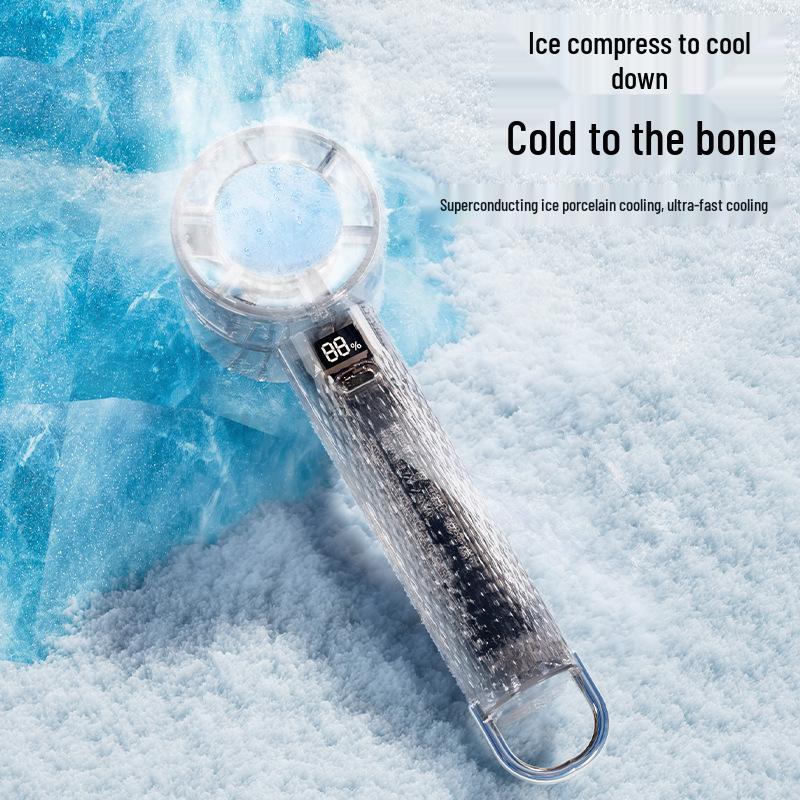 2026 Portable Mini Turbo Refrigerating Fan with Transparent Digital Display and Semiconductor Cold Compress