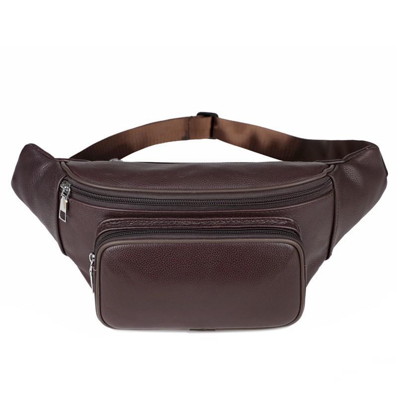 Men s Waist Bag Leather PU Chest Crossbody Genuine 2026 Summer Multifunctional Business