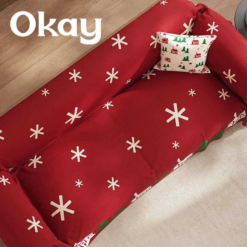 Christmas Decoration Sofa Couch Cover Stretch Corner Sofa Covers L Shaped Sofa Slip Cover Protector Bench Cover Thin Fabric