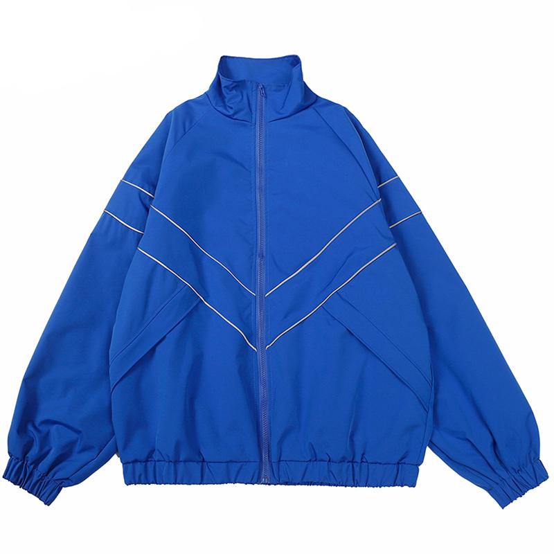 Men's Streetwear Reflective Striped Jacket Jacket Zip Top Windbreaker Thin Jacket Sports