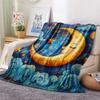 Moon Print Flannel Blanket, High Quality Comfortable for All Seasons, Home Decor, Warmth and Comfort, Perfect for Christmas Gifts