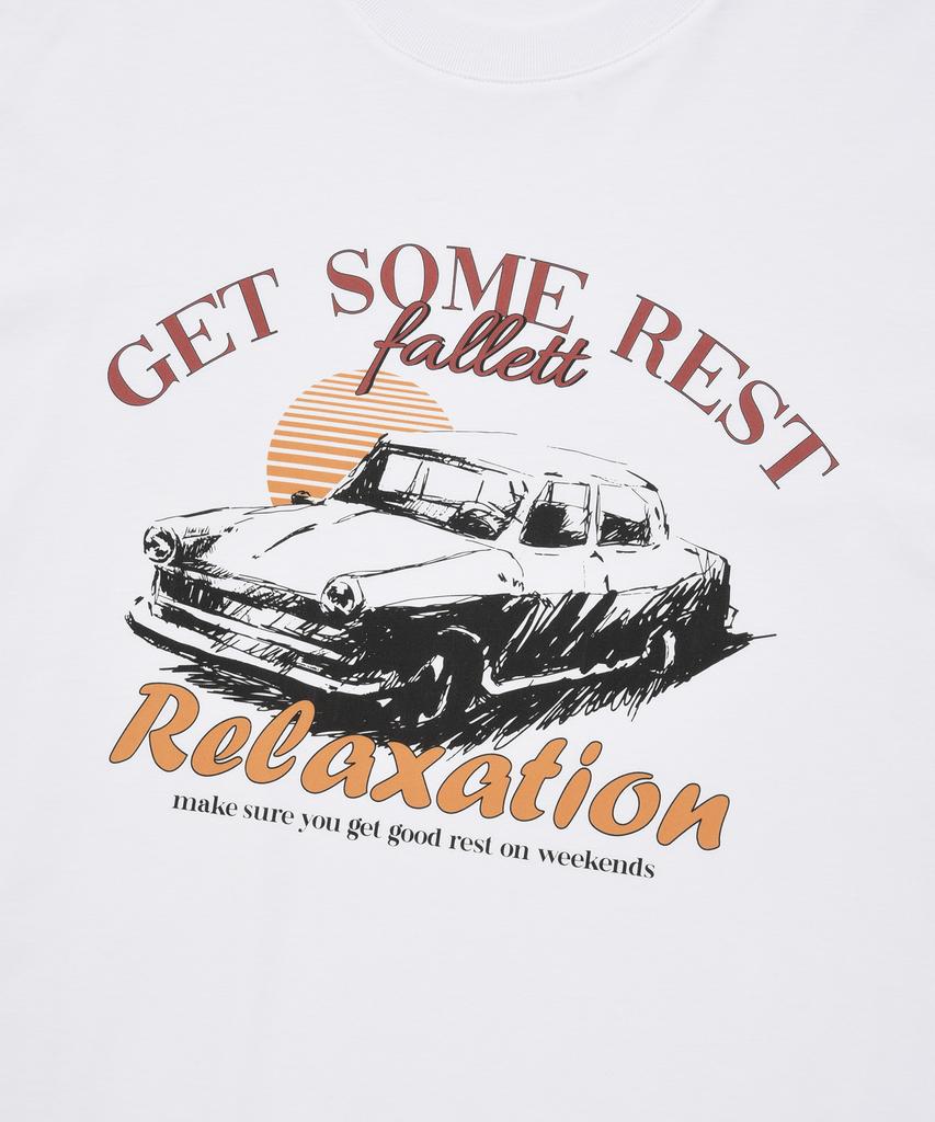 FALLETT Old Car Short Sleeve T-Shirt White