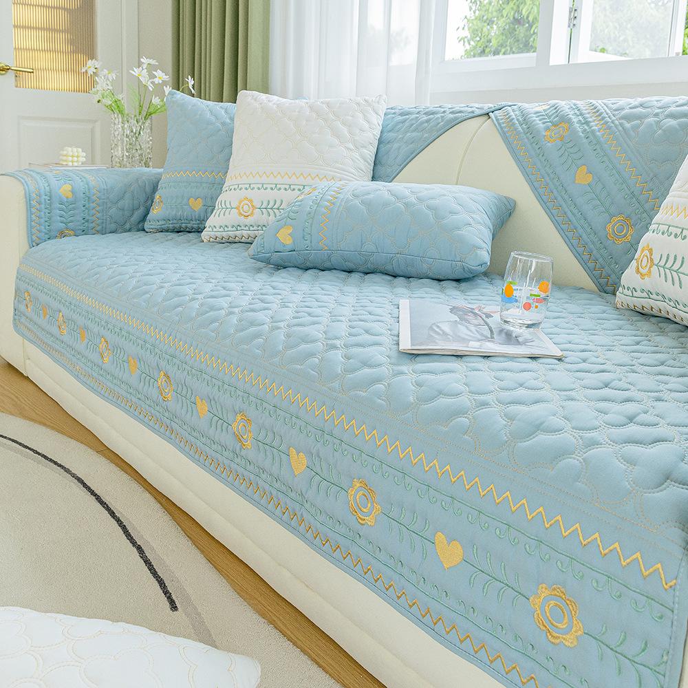 Four Seasons Sofa Cushion Embroidered Non-Slip Simple Modern Nordic Fabric Craft General Cushion Sofa Cover Cover Cloth