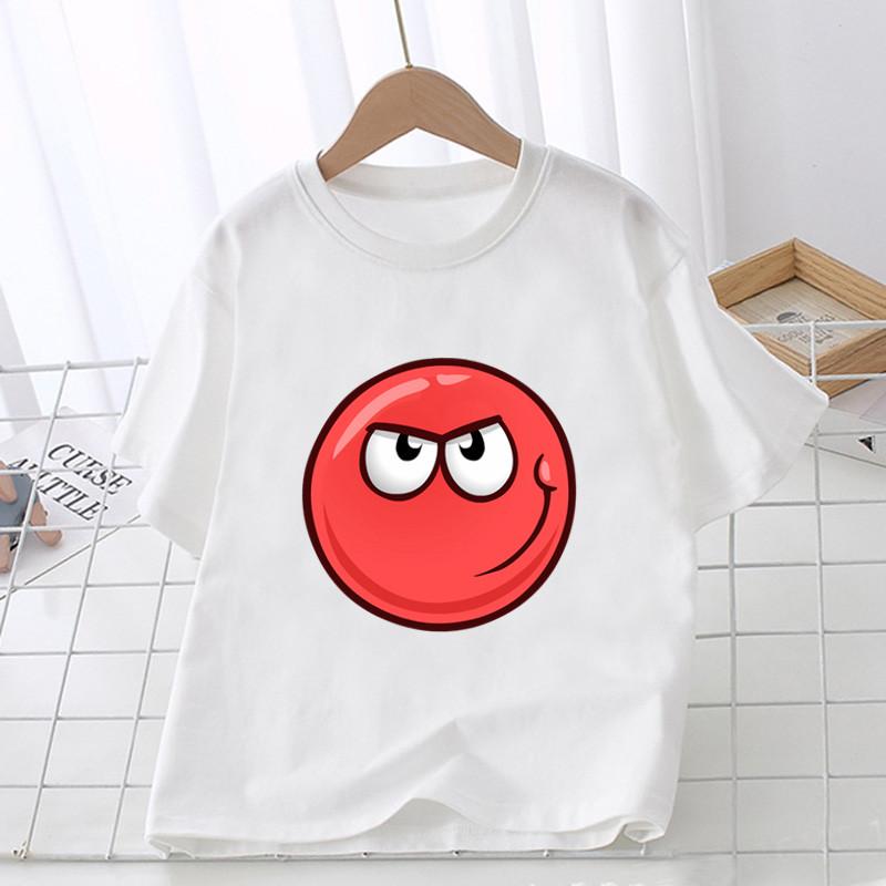 Red Ball Print Legrační dětské tričko 1-12 let Dívčí letní topy Chlapci Oblečení Kreslený Roztomilé dětské tričko s krátkým rukávem