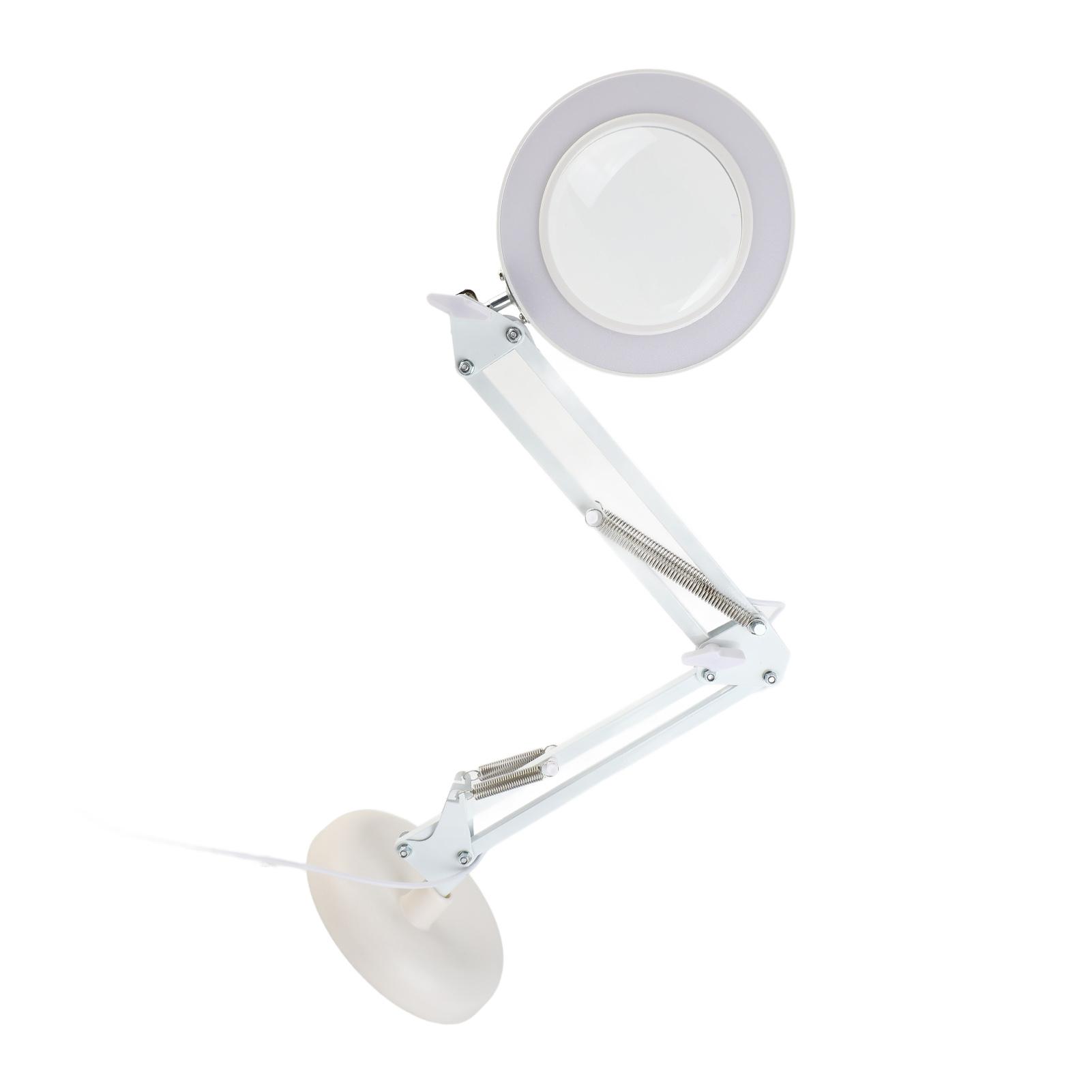 Mfyspace White Desktop Magnifier 8X Magnification 10 Levels Adjustable Brightness 64 Leds Magnifying Glass Desk Light With Foldable